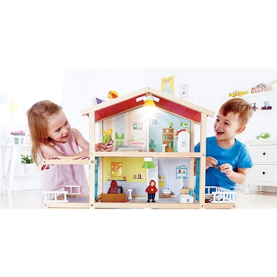 Hape Wooden 10 Room Extravagant Family Play Mansion Dollhouse Set With 4 Dolls, Realistic Effects, And Furniture Accessories For Ages 3 And Up 2 Hape Wooden 10 Room Extravagant Family Play Mansion Dollhouse Set With 4 Dolls, Realistic Effects, And Furniture Accessories For Ages 3 And Up - Image 2
