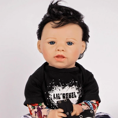Paradise Galleries Reborn Toddler Boy Doll Lil' Rebel, 21 Inch With Black Rooted Hair And Blue Eyes, Made In GentleTouch Vinyl 5 Paradise Galleries Reborn Toddler Boy Doll Lil' Rebel, 21 Inch With Black Rooted Hair And Blue Eyes, Made In GentleTouch Vinyl - Image 5
