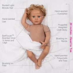 Paradise Galleries Reborn Toddler Girl Doll Lovey, 20 Inch With Medium Skin Tone, Light Blonde Hair And Blue Eyes, Made In SoftTouch Vinyl -Doll Sale Shop GUEST 0a4858e4 fd08 4bcf ab1b 2234a54bb267