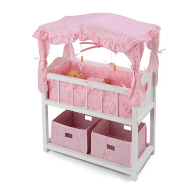 Badger Basket Doll Canopy Crib With Mobile & Storage Bins 5 Badger Basket Doll Canopy Crib With Mobile & Storage Bins - Image 5