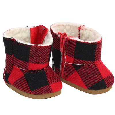 Sophia’s Buffalo Check Boots For 18” Dolls, Black/Red 1 Sophia’s Buffalo Check Boots For 18” Dolls, Black/Red