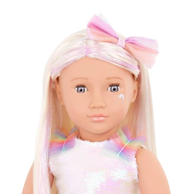 Our Generation Iris 18" Fashion Doll With Rainbow Dress 1 Our Generation Iris 18" Fashion Doll With Rainbow Dress