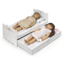 Badger Basket White Rose Doll Bed With Trundle -Doll Sale Shop GUEST 555b984a 7810 4fe5 a24c 4a4342b31513