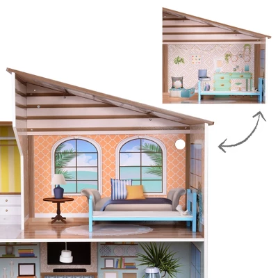Olivia's Little World By Teamson Kids Wooden Dreamland Mediterranean Dollhouse Set 6 Olivia's Little World By Teamson Kids Wooden Dreamland Mediterranean Dollhouse Set - Image 6