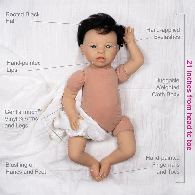 Paradise Galleries Reborn Toddler Boy Doll Lil' Rebel, 21 Inch With Black Rooted Hair And Blue Eyes, Made In GentleTouch Vinyl 3 Paradise Galleries Reborn Toddler Boy Doll Lil' Rebel, 21 Inch With Black Rooted Hair And Blue Eyes, Made In GentleTouch Vinyl - Image 3