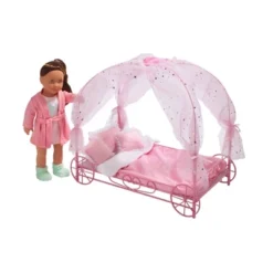 Badger Basket Royal Carriage Metal Doll Bed With Canopy Bedding And LED Lights - Pink/White/Stars -Doll Sale Shop GUEST 83844960 2fac 4cd8 81c6 83be4c15c252