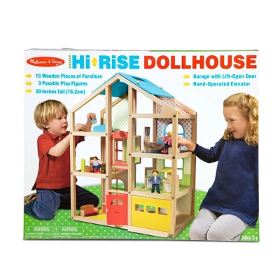 Melissa & Doug Hi-Rise Wooden Dollhouse With Furniture, Garage And Working Elevator 2 Melissa & Doug Hi-Rise Wooden Dollhouse With Furniture, Garage And Working Elevator - Image 2