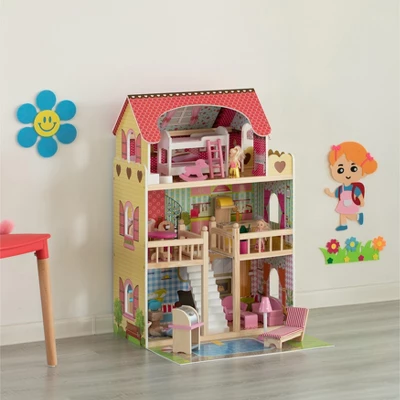 ShpilMaster Wooden Doll House With Toys And Furniture Accessories With LED Light For Ages 3+ 1 ShpilMaster Wooden Doll House With Toys And Furniture Accessories With LED Light For Ages 3+