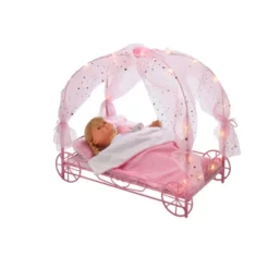 Badger Basket Royal Carriage Metal Doll Bed With Canopy Bedding And LED Lights - Pink/White/Stars -Doll Sale Shop GUEST 8f89e4bf 8c5b 4fff 900a dbdc21011eff
