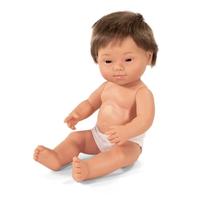 Miniland Educational Anatomically Correct 15" Baby Doll, Down Syndrome Boy, Brown Hair 1 Miniland Educational Anatomically Correct 15" Baby Doll, Down Syndrome Boy, Brown Hair