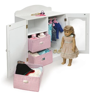 Badger Basket Mirrored Doll Armoire With Baskets 6 Badger Basket Mirrored Doll Armoire With Baskets - Image 6
