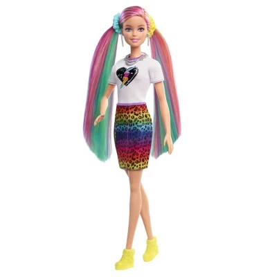 Barbie Leopard Rainbow Hair Doll - Rainbow Skirt 2 Barbie Leopard Rainbow Hair Doll - Rainbow Skirt - Image 2
