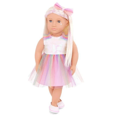 Our Generation Iris 18" Fashion Doll With Rainbow Dress 2 Our Generation Iris 18" Fashion Doll With Rainbow Dress - Image 2