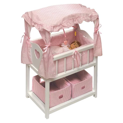 Badger Basket Doll Canopy Crib With Mobile & Storage Bins 10 Badger Basket Doll Canopy Crib With Mobile & Storage Bins - Image 10