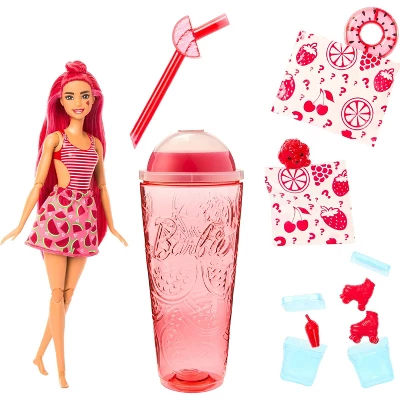 Barbie Pop Reveal Fruit Series Watermelon Crush Doll, 8 Surprises Include Pet, Slime, Scent & Color Change 1 Barbie Pop Reveal Fruit Series Watermelon Crush Doll, 8 Surprises Include Pet, Slime, Scent & Color Change