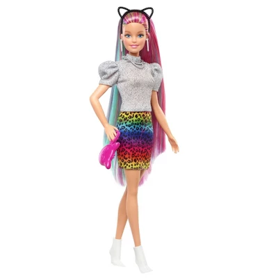 Barbie Leopard Rainbow Hair Doll - Rainbow Skirt 4 Barbie Leopard Rainbow Hair Doll - Rainbow Skirt - Image 4