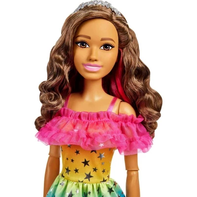 Barbie 28" Large Doll With Brown Hair And Rainbow Dress 1 Barbie 28" Large Doll With Brown Hair And Rainbow Dress