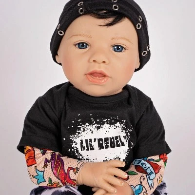 Paradise Galleries Reborn Toddler Boy Doll Lil' Rebel, 21 Inch With Black Rooted Hair And Blue Eyes, Made In GentleTouch Vinyl 7 Paradise Galleries Reborn Toddler Boy Doll Lil' Rebel, 21 Inch With Black Rooted Hair And Blue Eyes, Made In GentleTouch Vinyl - Image 7