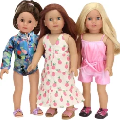 Sophia’s Colorful Collage Print Long Sleeve Rash Guard Swimsuit For 18" Dolls, Blue -Doll Sale Shop GUEST d6270dda fb8c 4bbe b884 5daf615fbda5