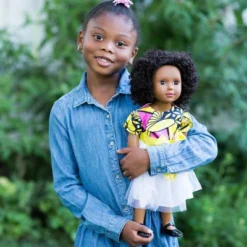 Ikuzi Dolls Pink & Yellow Dress Doll With Black Hair 18" Fashion Doll -Doll Sale Shop GUEST d8887a42 8182 4ba5 81f1 b1c70b22a368