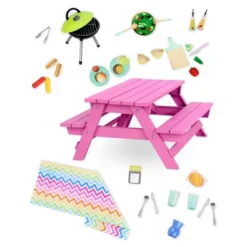Our Generation Picnic Table Set With Play Food Accessories For 18" Dolls - Pink -Doll Sale Shop GUEST e2cb7f01 f9b3 431a bced c92065e433ab