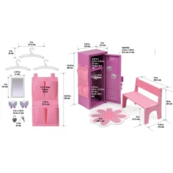 Badger Basket School Style Single Doll Locker Set With Bench, Rug And Accessories - Purple/Pink -Doll Sale Shop GUEST e3f7c417 cf03 41a4 b1e5 8940a26f09a9