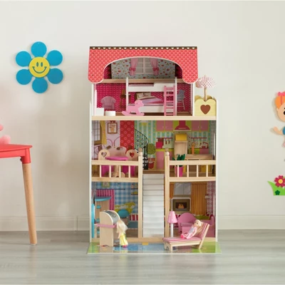 ShpilMaster Wooden Doll House With Toys And Furniture Accessories With LED Light For Ages 3+ 6 ShpilMaster Wooden Doll House With Toys And Furniture Accessories With LED Light For Ages 3+ - Image 6