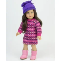Sophia’s Fair Isle Knit Sweater Dress & Hat For 18” Dolls, Hot Pink/Purple -Doll Sale Shop GUEST f870a938 0d23 4ef4 8d99 210b52ad8d03