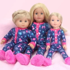 Sophia’s Hot Cocoa Pajama Onesie With Fuzzy Slippers For 15” Baby Dolls, Navy/Hot Pink -Doll Sale Shop GUEST fae21b79 c1fc 49a2 a2cf be2fcaa31344